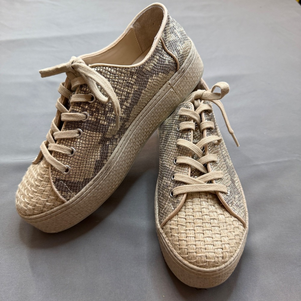 Vince Camuto Calitrie Womens 7.5 M Gold Snakeskin Platform‎ Espadrille Sneakers